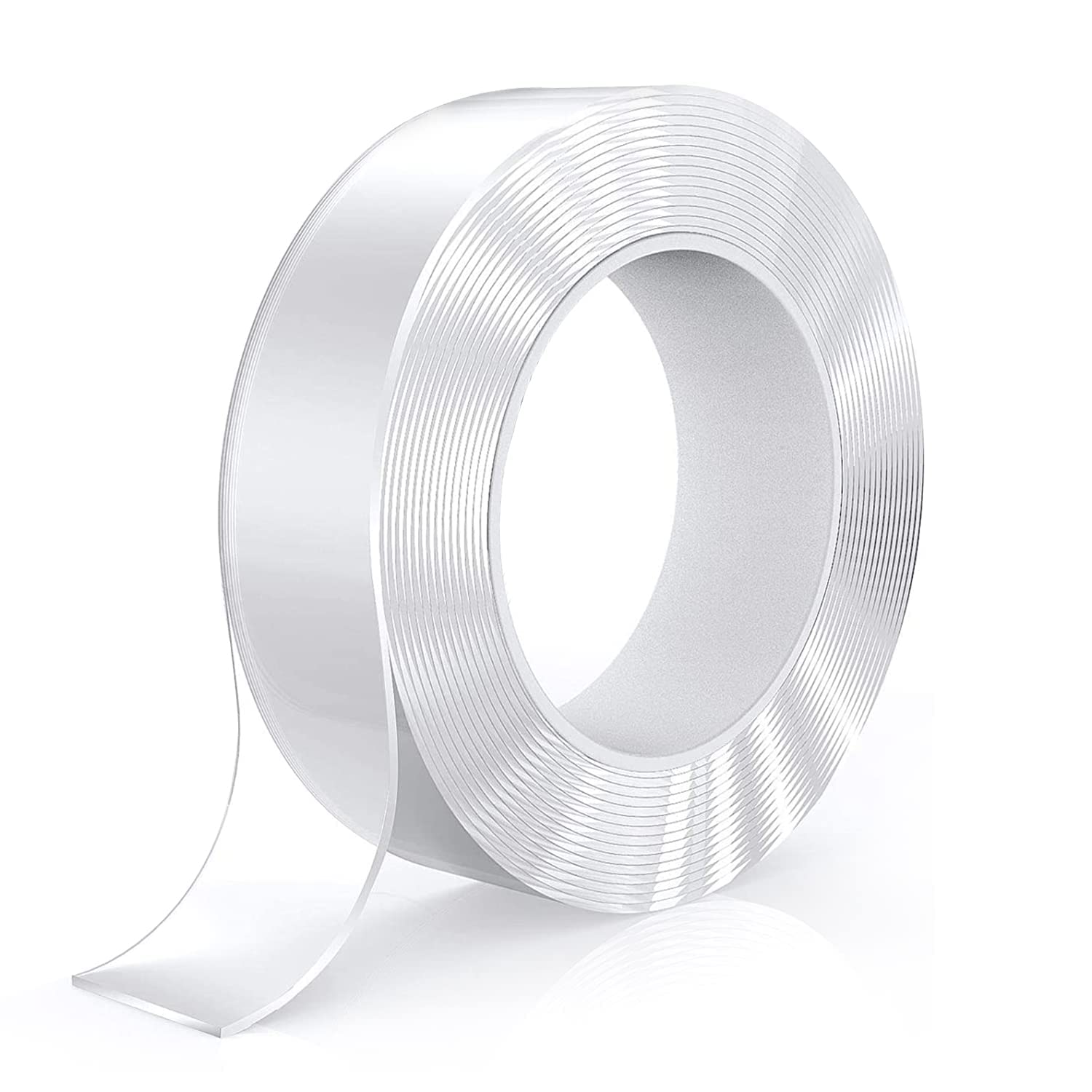 Roll of clear adhesive tape on a white background