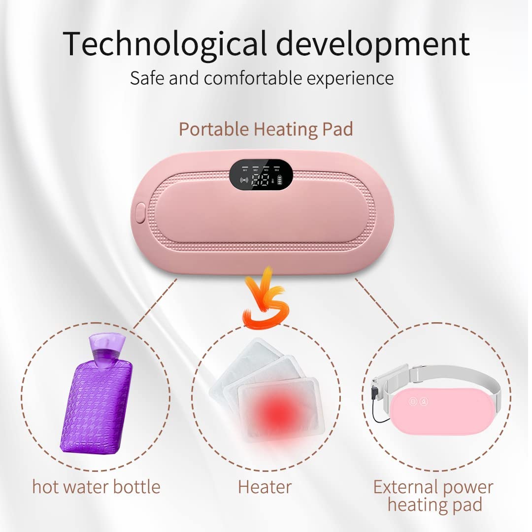 Portable heating pad with related products on a light gray background