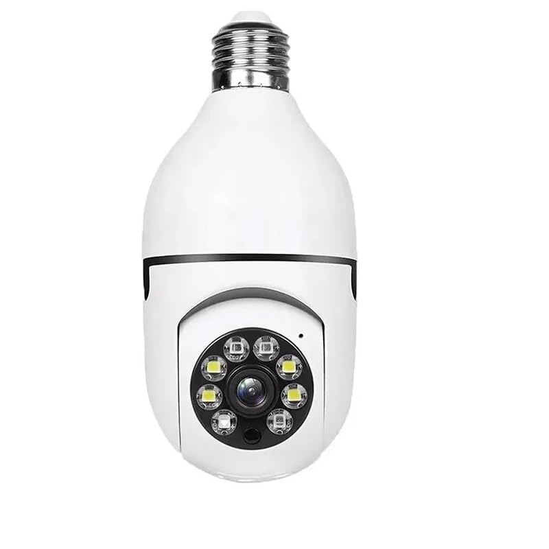White security camera in the shape of a light bulb on a white background